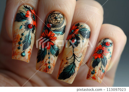 The Allure of Boho Elegance Exquisite Dreamcatcher Nail Art for the Stylish The Allure of Boho Elegance Exquisite Dreamcatcher Nail Art for the Stylish 113097023