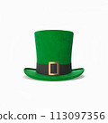 Green Leprechaun Top Hat With Gold Buckle on white background 113097356