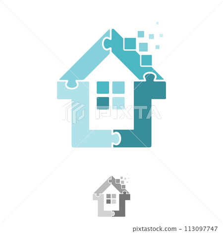 Technology design home puzzle vector icon symbol Technology design home puzzle vector icon symbol 113097747