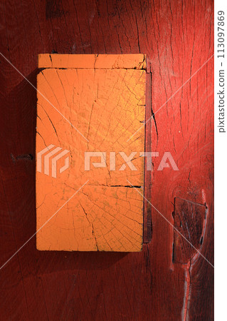 Joinery joints or Blind Mortise and Tenon joints on ancient wood, Joint parts of some wooden construction, Detail view of wood joint. 113097869