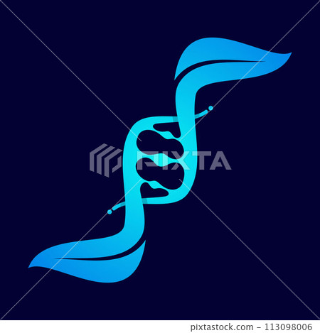 DNA icon trendy and modern symbol with leaf DNA icon trendy and modern symbol with leaf 113098006