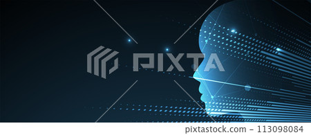 Abstract Artificial intelligence. Cloud computing. Machine learning. Technology web background. Virtual concept futuristic background 113098084