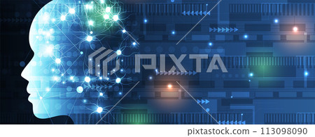 Abstract Artificial intelligence. Cloud computing. Machine learning. Technology web background. Virtual concept futuristic background 113098090