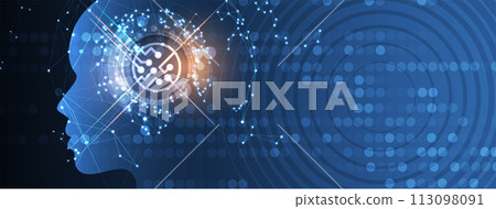 Abstract Artificial intelligence. Cloud computing. Machine learning. Technology web background. Virtual concept futuristic background Abstract Artificial intelligence. Cloud computing. Machine learning. Technology web background. Virtual concept futuristic background 113098091