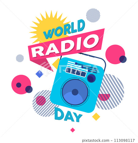 World Radio Day on February 13 colorful design World Radio Day on February 13 colorful design 113098117