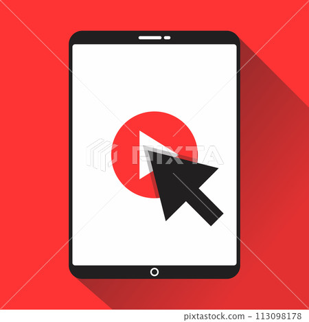 Click the video here vector thumbnail for opening video tutorials study and learning background 113098178