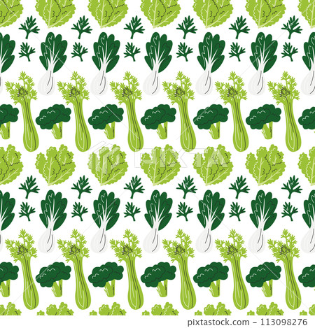 Green cabbage veggies seamless pattern vector flat Green cabbage veggies seamless pattern vector flat 113098276