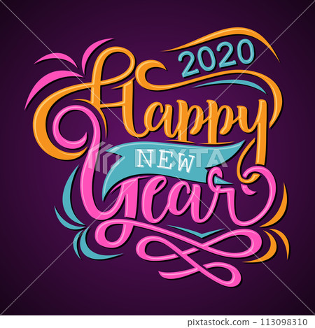 Happy New Year 2020 greeting card or background 113098310