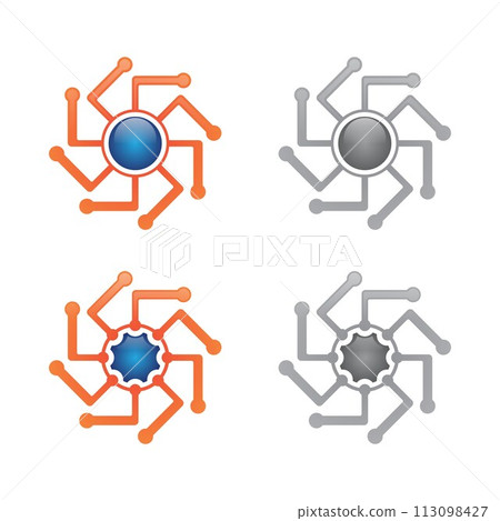 Set round circuit board technology icon for your best company 113098427