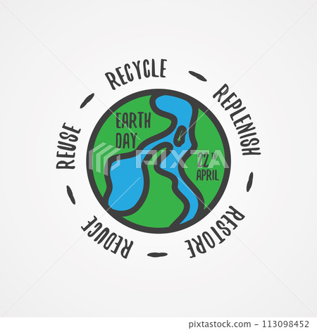Simple word letter earth day with simple linear world map Simple word letter earth day with simple linear world map 113098452