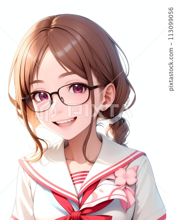 A girl in a sailor suit wearing glasses generated by AI A girl in a sailor suit wearing glasses generated by AI 113099056
