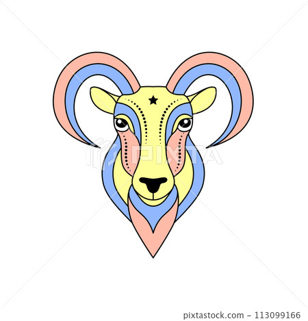 Aries zodiac sign in line art style  113099166