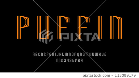 Set of alphabets font letters and numbers 113099179