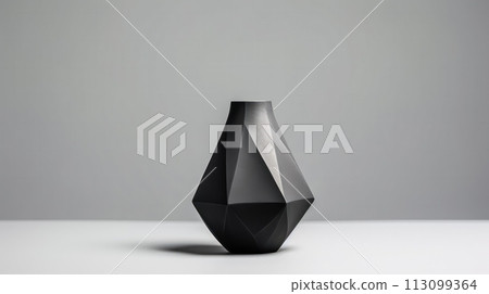 Concrete geometric shapes arranged on a gray background 113099364