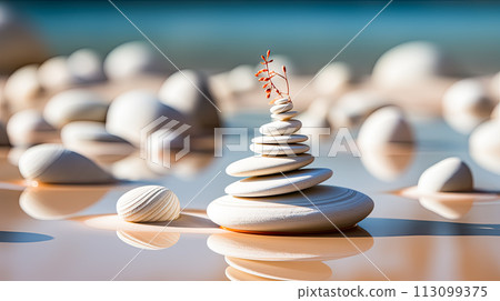 Feng Shui and Zen with a stack of stones 113099375