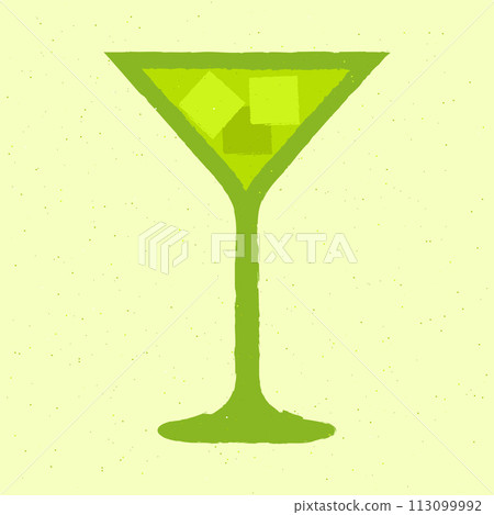 Green cocktail with ice cubes in a martini glass. Refreshing liquid. Tequila drink 113099992
