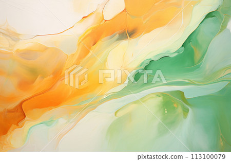 Abstract artwork: A swirling green and orange design on a white background. Ideal for modern art or design projects Abstract artwork: A swirling green and orange design on a white background. Ideal for modern art or design projects 113100079