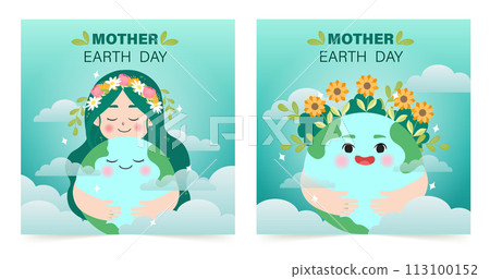 Earth Day. International Mother Earth Day. Happy Earth day concept. Save the Earth concept. Environmental problems and environmental protection. Vector illustration. Caring for Nature. 113100152