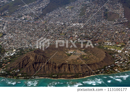 Aerial view of Diamondhead, Kapiolani Park, Waikiki, Ala Wai Canal and Kapahulu town Aerial view of Diamondhead, Kapiolani Park, Waikiki, Ala Wai Canal and Kapahulu town 113100177