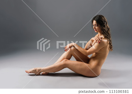 Female nude silhouette, young seductive woman with naked body Female nude silhouette, young seductive woman with naked body 113100381
