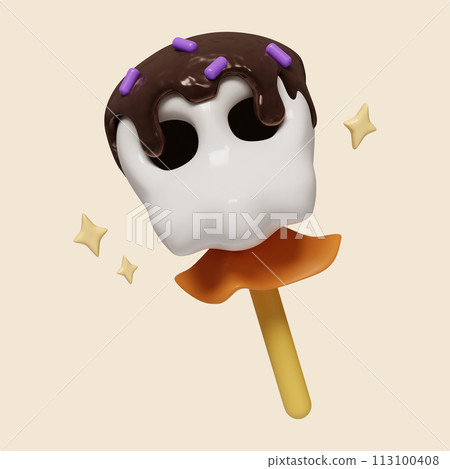 3d Halloween icon. Traditional element of decor for Halloween. icon isolated on gray background. 3d rendering illustration. Clipping path. 113100408