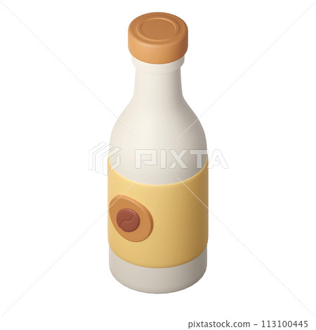 3d a bottle of coffee milk latte Cartoon Style Isolated on a White Background. 3d illustration 113100445