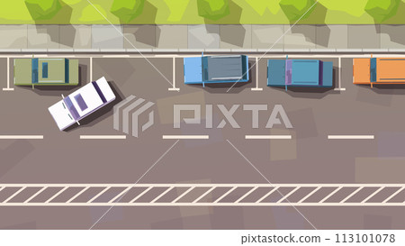 wide street with parking area top view wide street with parking area top view 113101078