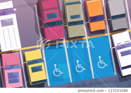 parking area with lots for disabled persons 113101086