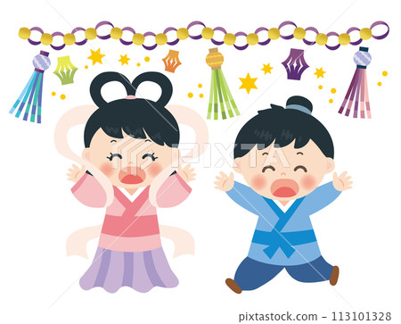 Tanabata Illustration of Orihime and Hikoboshi 113101328