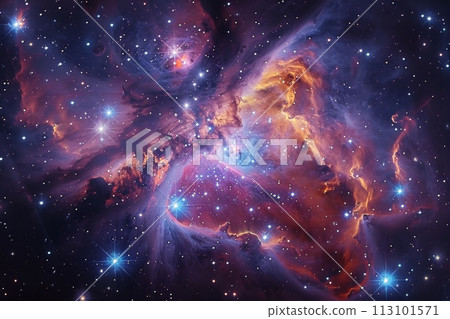 Space picture scroll depicting the birth and demise of stars: Vibrant artwork of the infinite universe AI-generated 107 113101571