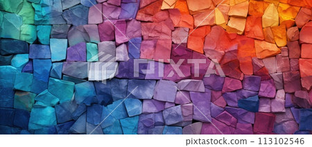 Abstract mosaic stone wall or floor texture featuring bold and colorful hues, Ai Generated. 113102546
