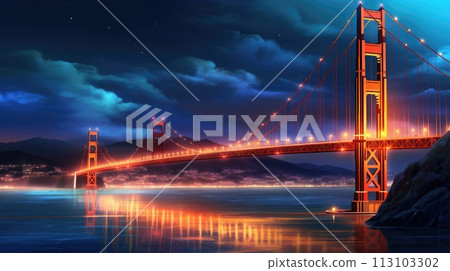 Golden Gate Bridge at night, a mesmerizing sight for photography enthusiasts Golden Gate Bridge at night, a mesmerizing sight for photography enthusiasts 113103302