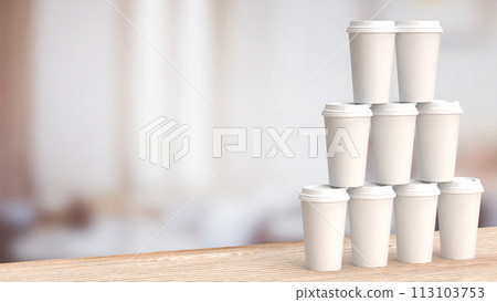 The coffee paper cup for hot drink or health concept 3d rendering 113103753