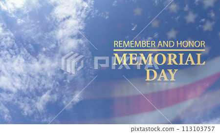 The gold text on Usa flag for memorial day concept 3d rendering. The gold text on Usa flag for memorial day concept 3d rendering. 113103757
