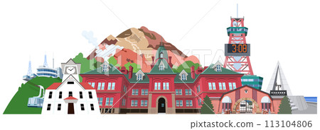 北海道旅遊景點插畫圖示集合 北海道旅遊景點插畫圖示集合 113104806