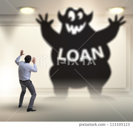 Businessman in debt and loan concept Businessman in debt and loan concept 113105123