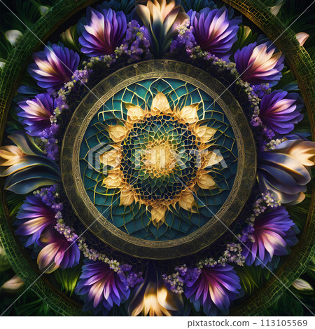 The image reflects the principles of sacred geometry, particularly The Flower of Life. The image reflects the principles of sacred geometry, particularly The Flower of Life. 113105569
