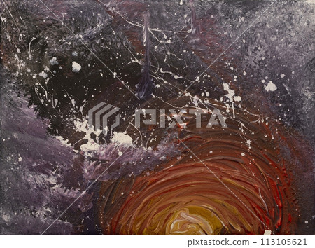 Amazing painting of sundown and abstract textured background 113105621