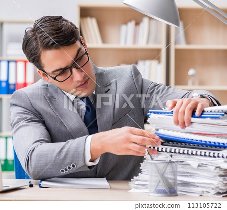 Handsome businessman working in the office Handsome businessman working in the office 113105722