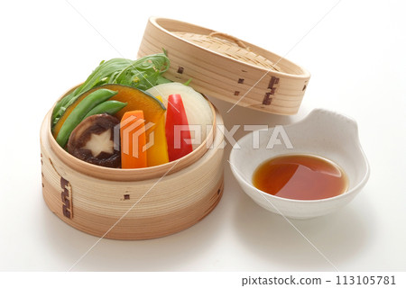 蒸蔬菜、蔬菜菜餚圖像、蒸菜圖像、健康食品 113105781