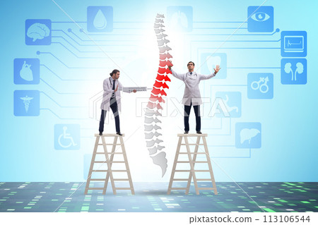 Medical concept with doctors and spine Medical concept with doctors and spine 113106544