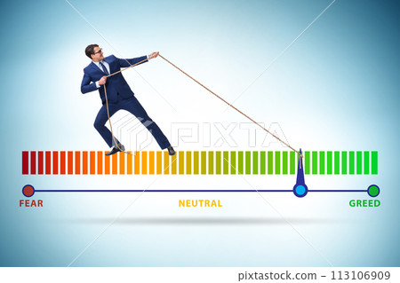 Fear and greed investor behaviour concept Fear and greed investor behaviour concept 113106909