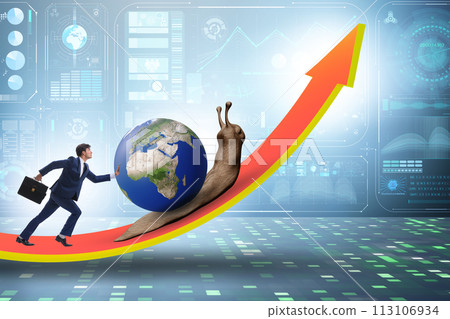 Businessman in slow business global business concept 113106934