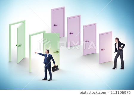 Business people and many doors of opportunities 113106975