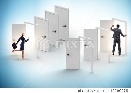 Business people and many doors of opportunities 113106978