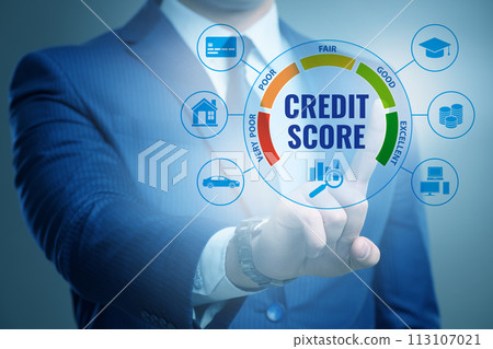 Businessman in credit score concept Businessman in credit score concept 113107021