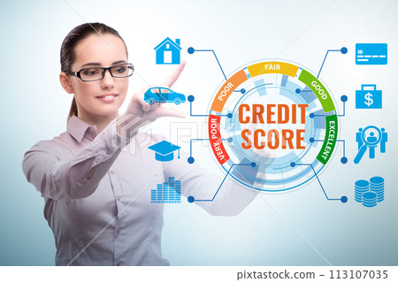 Businessman in credit score concept 113107035