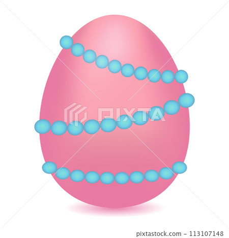 Pink Easter egg. Egg with beads of blue color, gradient. Colorful Easter egg. Vector color drawing Pink Easter egg. Egg with beads of blue color, gradient. Colorful Easter egg. Vector color drawing 113107148
