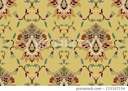 Ikat tribal Indian seamless pattern. Ethnic Aztec fabric carpet mandala ornament native boho chevron textile.Geometric African American oriental traditional vector illustrations. Embroidery style. Ikat tribal Indian seamless pattern. Ethnic Aztec fabric carpet mandala ornament native boho chevron textile.Geometric African American oriental traditional vector illustrations. Embroidery style. 113107154