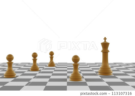 Chess pieces on the board - 3d render Chess pieces on the board - 3d render 113107316